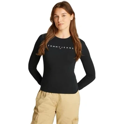 Abbildung von Tommy Jeans SLIM Linear TEE Langarmshirt, Damen, Größe: 42, Black