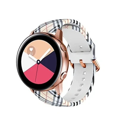 Abbildung von Cadorabo Silikon Armband 22mm kompatibel mit Samsung Galaxy Gear S3 / 2 im Print Design KARIERT Ersatzarmband für Huawei Watch GT Pro Ticwatch uvm