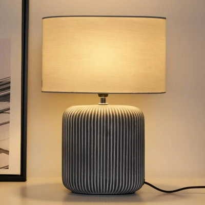 Abbildung von Pauleen Tischleuchte Pure Shine max20W Grau/Weiß 230V Stoff/Keramik, Ein /Ausschalter, ohne Leuchtmittel, E14