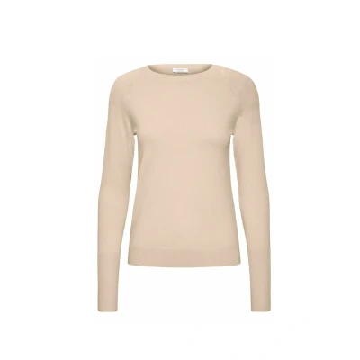 Abbildung von b.young Morla LONG CUFF Strickpullover, Damen, Größe: Large, Humus melange