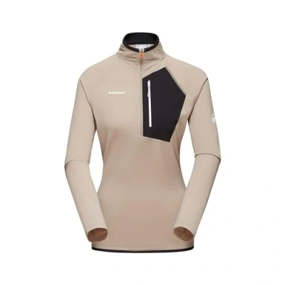 Abbildung von Mammut Damen Half Zip Pullover, L, Beige, Funktionsshirt, Oberteil für Sportler, aus Polartec Power Grid