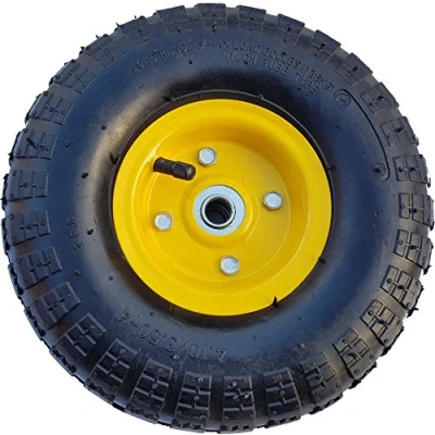 Abbildung von FROSAL Luft Rad Bollerwagen Ø 260 mm 4.10/3.50 4 Ersatzrad Reifen Sackkarre Achse 16 Luftrad Kugellager Stahlfelge Gelb