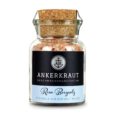 Abbildung von Ankerkraut Rosa Bergsalz, 165g im Korkenglas, Salz Grob für Mühle, 100% Natur Steinsalz ohne Zusatzstoffe, Premium Qualität als Highlight zum Kochen Grillen