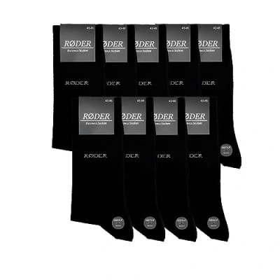 Abbildung von RØDER Premium Business Socken Herren 9er Pack Elastische, bequeme schwarze Herrensocken mit Komfortbund (47 50, Schwarz)