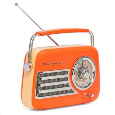 Abbildung von Madison FREESOUND VR40OR Vintage Radio 30W mit langem Akku Bluetooth, USB &amp; FM Orange Vintage, Nostalgie, Retro