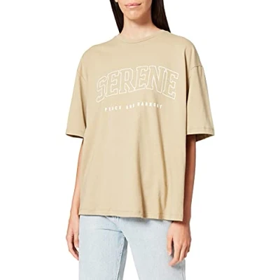 Abbildung von NA KD Damen Serene Printed T Shirt, Schwarz, XL