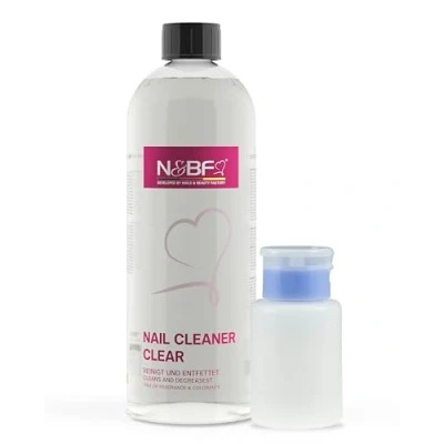 Abbildung von NAILS FACTORY N&amp;BF Nagel Cleaner Set 1000ml + Dispenser Pumpflasche 70% Isopropanol Alkohol isopropylalkohol für Gelnägel Nagelreiniger Studioqualität zum Reinigen und Entfetten (Blau 150ml)