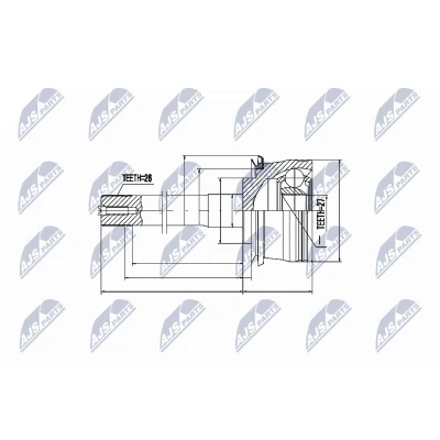 Abbildung von NTY NPZ TY 078 Gelenksatz Schaltgetriebe Vorderachse links, rechts, getriebeseitig TOYOTA: Land Cruiser Prado 90
