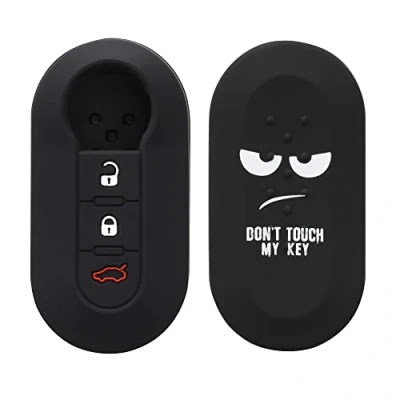 Abbildung von kwmobile Autoschlüssel Hülle kompatibel mit FIAT Lancia 3 Tasten Klapp Schlüsselhülle Don&#039;t Touch My Key Weiß Schwarz