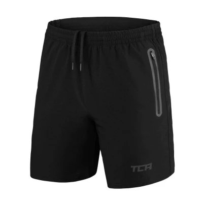 Abbildung von TCA Herren Elite Tech Leichte Laufhose Gymshorts Trainingsshorts und Laufshorts mit Reißverschlusstaschen Sporthose Kurz Schwarz/Schwarz, S