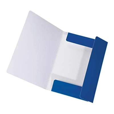 Abbildung von Original Falken Sammelmappe LongLife. Aus extra starkem Karton mit 3 Klappen und Gummiband für DIN A4 blau Aufbewahrung Mappe Zeichenmappe ideal Büro Schule