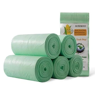 Abbildung von AURMOO 50 Biologisch Müllbeutel, 60L Beutel, Küchen Lebensmittel Abfallbeutel, Recycelt Müllbeutel für Badezimmer, Wohnzimmer(W60xH80cm,Grün)