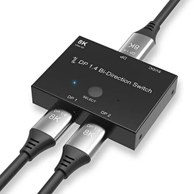 Abbildung von CableDeconn DisplayPort 8K DP 1.4 2In 1Out 1In 2Out Switch Bi Direction 8K@30Hz 4K@120Hz Splitter Converter for Multiple Source and displays