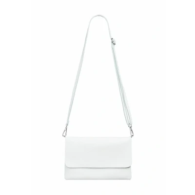 Abbildung von Caspar Elegante Leder Clutch Damen Umhängetasche Abendtasche mit abnehmbarem Schultergurt CLASSIC LINE Modell No.835 Made in Italy, Farbe:weiß