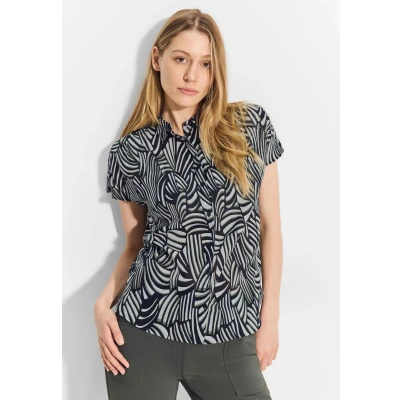 Abbildung von Cecil Print MIT Kurzarm Hemdbluse, Damen, Größe: XL, Schwarz