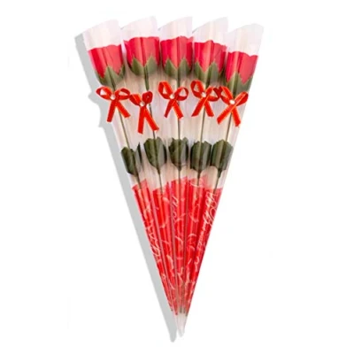 Abbildung von Sevenriver Handgemachte koreanische Seife Rose rot in Geschenkverpackung mit Schleife, 5 Stück