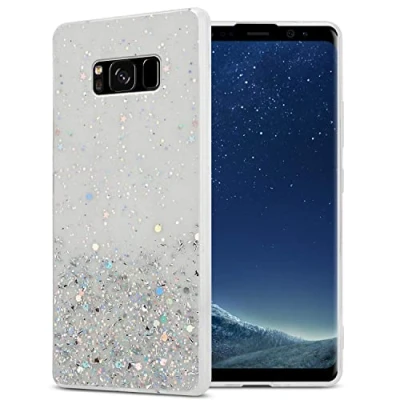 Abbildung von Cadorabo Hülle kompatibel mit Samsung Galaxy S8 Rundumschutz TPU Silikon Case Mädchen Glitzer Strass Design Slim Kratzfest Weiche Gummi Bling Schutzhülle für in Transparent