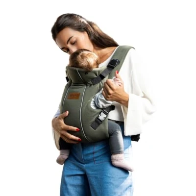 Abbildung von Jané Dual, ergonomische Babytrage, von Geburt bis 15 kg, 3 Positionen, atmungsaktiv und gepolstert,Grün