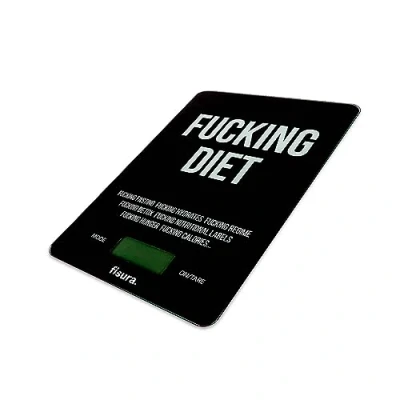 Abbildung von FISURA Digitale Küchenwaage &quot;f*cking diet&quot;. Original elektronische Waage 5kg/11lbs. Multifunktions Lebensmittelwaage. Glas und ABS. 15 x 22 zentimeter