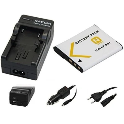 Abbildung von 2in1 SET für die Sony CyberShot DSC W830 / W810 Akku kompatibel mit NP BN1 + 4in1 Ladegerät (für USB, microUSB, 220V und Auto) inkl. PATONA Displaypad
