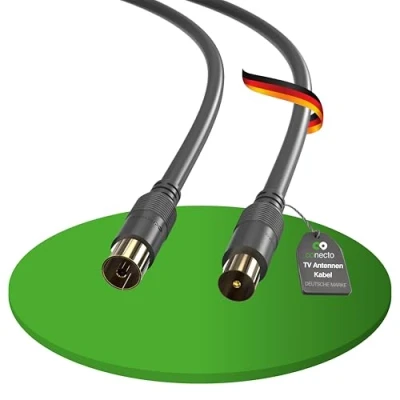 Abbildung von conecto Antennenkabel SAT Kabel Koaxialkabel Satelitenkabel TV 2,00m doppelt geschirmt, IEC Stecker auf Buchse, für HDTV, Receiver, Satelit, DAB, Radio, schwarz