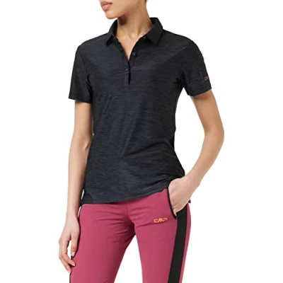 Abbildung von CMP Stretch Poloshirt aus Melange Jersey für Damen, Anthrazit Mel. Bougainvillea, D36