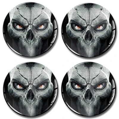 Abbildung von Biomar Labs® 4 x 50mm Aufkleber 3D Silikon Totenkopf Schädel Für Radkappen Nabenkappen Radnabendeckel Rad Nabendeckel A 1650