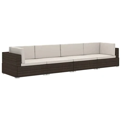 Abbildung von vidaXL Garten Sofagarnitur 3 TLG. mit Auflagen 3er Sofa Couch Lounge Gartensofa Gartenmöbel Sitzgruppe Rattansofa Poly Rattan Braun