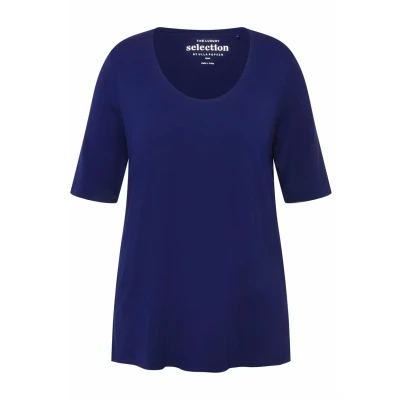 Abbildung von Ulla Popken Vhals Korte Mouwen Tshirt basic, Damen, Größe: 42/44, Bleu encre