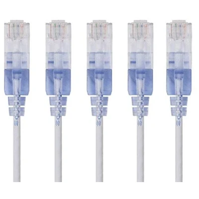 Abbildung von Monoprice Cat6A Ethernet Netzwerk Patchkabel, 15 m, Weiß, 5er Pack, 10 G SlimRun Serie