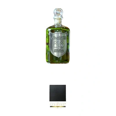 Abbildung von Absinth 66 Classic Grün 66% 1,0 Liter + Schiefer Glasuntersetzer eckig ca. 9,5 cm Durchmesser