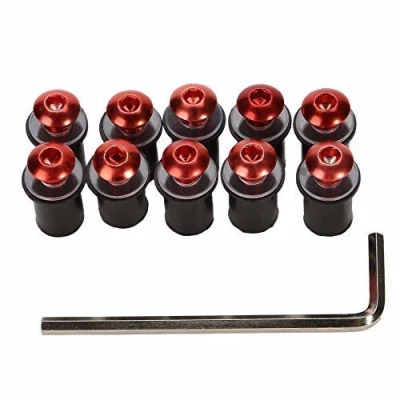 Abbildung von 10 St. Alu Windschild Schrauben mit Gummi passend für Yamaha XJ 600 S/N Diversion RJ01 1998 2003 rot