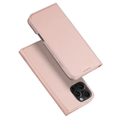 Abbildung von DUX DUCIS [Skin Pro Series Case, Designed for Apple iPhone 16 Pro, PU Leather Case with Card Slot, Flip Phone Cover Rose