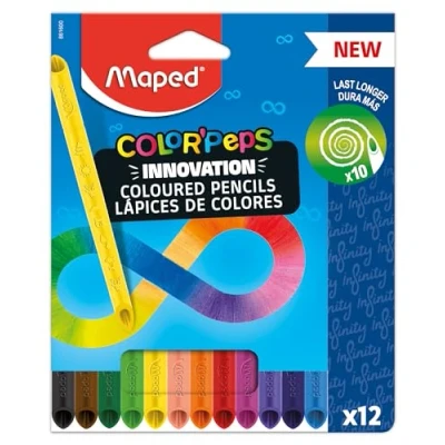 Abbildung von Maped innovative Buntstifte COLOR&#039;PEPS INFINITY 100% farbige Mine kein Anspitzen notwendig zu aufbrauchbar weich &amp; sehr angenehm auf dem Papier 12 Stück