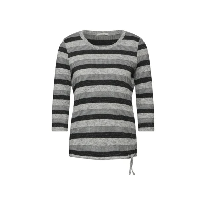 Abbildung von Cecil Gestreiftes Melange Strickpullover, Damen, Größe: Large, Schwarz