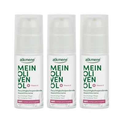 Abbildung von alkmene 3x Gesichtscreme Trockene Haut 50 ml 100% bestätigen glattes Hautgefühl Feuchtigkeitscreme Gesicht vegan mit Olivenöl Moisturizer face Damen