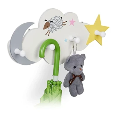 Abbildung von relaxdays Garderobenleiste Kindergarderobe Wolke Mond Stern