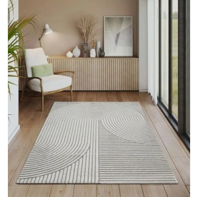 Abbildung von the carpet Everest moderner Kurzflor Teppich Wohnzimmer Schlafzimmer mit Hoch Tief Effekt, 3D hohe Flordichte und angenehm weich, Panglao Design, Grau, 240 x 340 cm