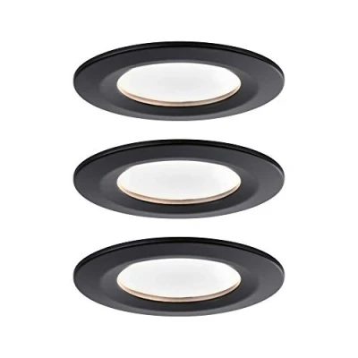 Abbildung von Paulmann 94473 Nova LED Einbauleuchte Coin 3er Set rund starr 3x6,5W Warmweiß Einbaustrahler Schwarz matt Spot Alu Einbaulampe 2700K