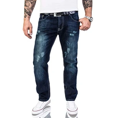 Abbildung von Rock Creek Straight Jeans Herren Stonewashed Blau RC 2063