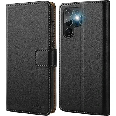 Abbildung von HOOMIL MagFlip Handyhülle für Samsung Galaxy S22 Ultra 5G Hülle, [Erstklassige Handwerk] Premium Leder Tasche Klappbar Case Schutzhülle Schwarz