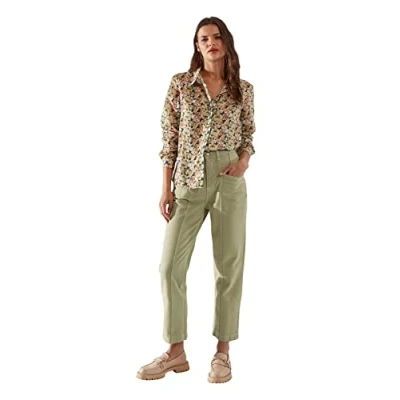Abbildung von Trendyol, Khaki Nähen detaillierte Hohe Taille Mom Jeans, Khaki, 42