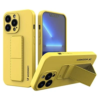 Abbildung von WOZINSKY Kickstand Case Flexible Silikonhülle mit Ständer iPhone 13 gelb