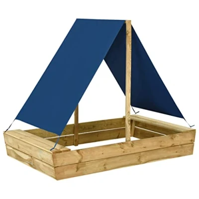 Abbildung von vidaXL Kiefernholz Imprägniert Sandkasten mit Dach Sandbox Sandkiste Spielhaus Holzsandkasten Garten Kinder Holz Spielzeug 160x100x133cm
