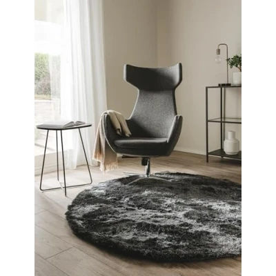 Abbildung von benuta Nest Hochflorteppich Whisper Kunstfaser rund &amp; im Style: Uni, Elegant Pflegeleicht für Wohnzimmer Schlafzimmer, Anthrazit, ø 80 cm