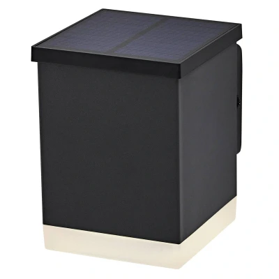 Abbildung von Ledvance ENDURA STYLE SOLAR WALL Außenleuchte, 0,5W, 50lm, Wandleuchte, dunkelgrau, indirekte Beleuchtung, wiederaufladbarer Akku, IP44 Schutzklasse, 3.000K Farbtemperatur, warmweiße Lichtfarbe