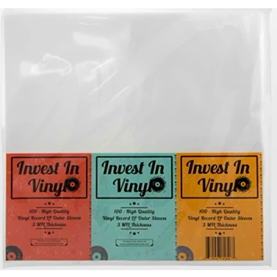 Abbildung von Invest In Vinyl Schallplattenhüllen aus Kunststoff, transparent, 3 mm x 31,8 cm, 32,4 100 Stück