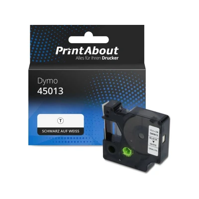 Abbildung von Schriftband kompatibel mit Dymo 45013 (S0720530) (12 mm) Schwarz bis weiß