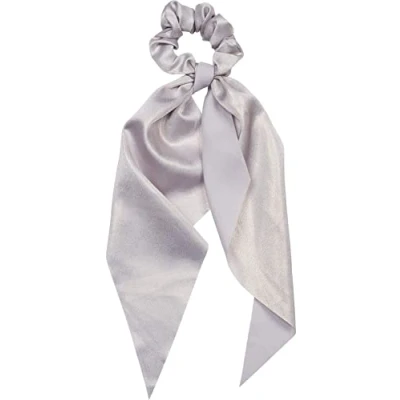 Abbildung von styleBREAKER Damen Haargummi einfarbig mit Schleife im Retro Style, elastisch, Scrunchie, Zopfgummi, Haarband 04027042, Farbe:Grau