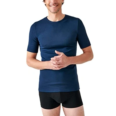 Abbildung von Damart Herren Kurzarm Shirt, Wärmegrad Medium 3. Thermounterwäsche Oberteil, Dunkelblau, XL